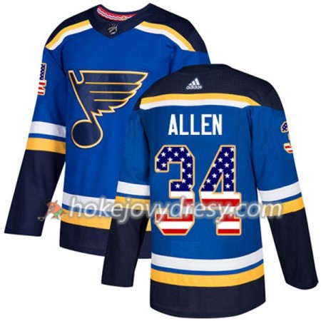 Pánské Hokejový Dres St. Louis Blues Jake Allen 34 2017-2018 USA Flag Fashion Modrá Adidas Authentic
